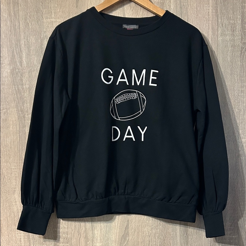 Vince Camuto Black Game Day Sweatshirt Size Small Football
